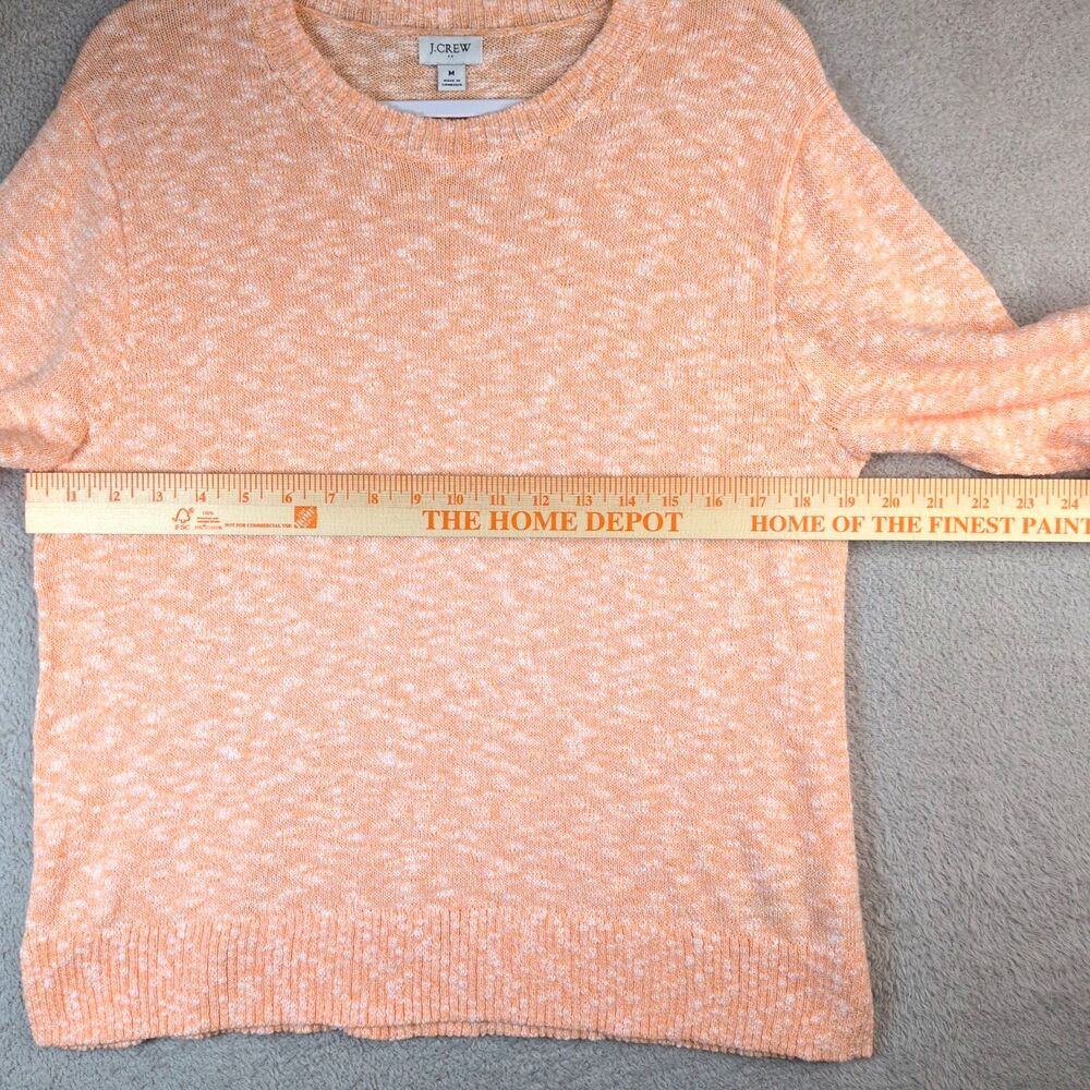 J Crew Orange Sherbet Marl Heather Lightweight Sweater Womens M Coastal Spring - Picture 9 of 11